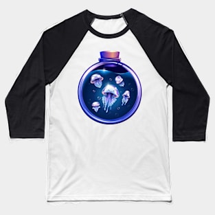 Cute jellyfish cartoon character in a bottle Baseball T-Shirt